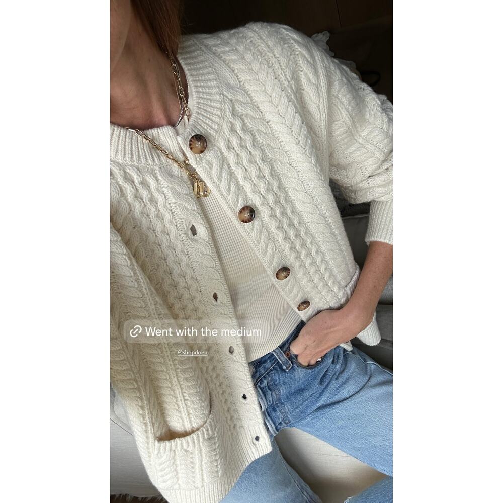 Doen Marilene wool blend cardigan ivory M - Picture 2 of 9
